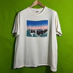 VTG 1988 Woody Jackson Cow Art Graphic T Shirt Mens XL White Anvil USA Made 80s